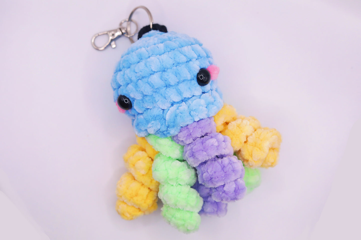 Angry Rainbow Jellyfish Keychain Crochet