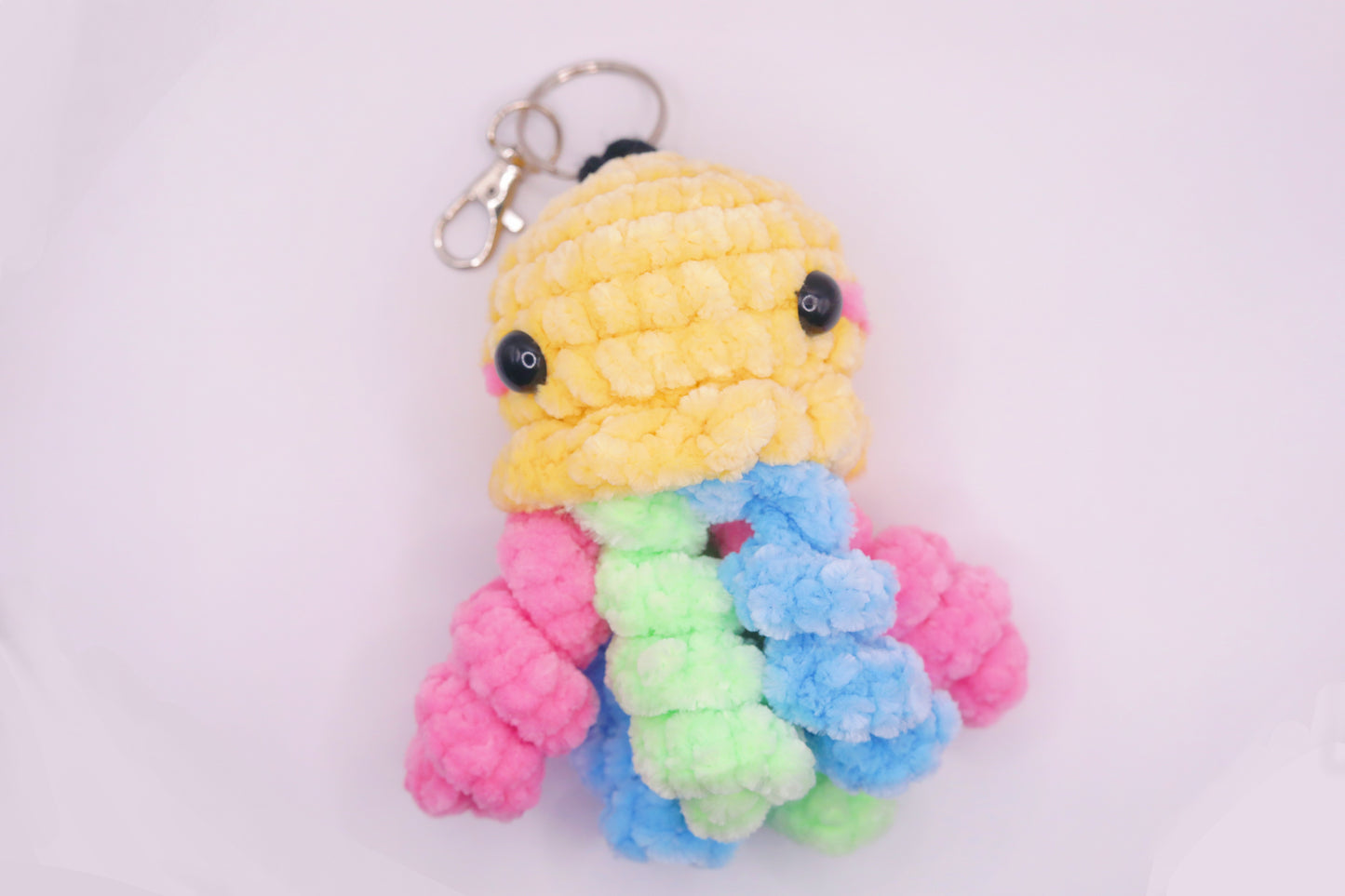 Angry Rainbow Jellyfish Keychain Crochet