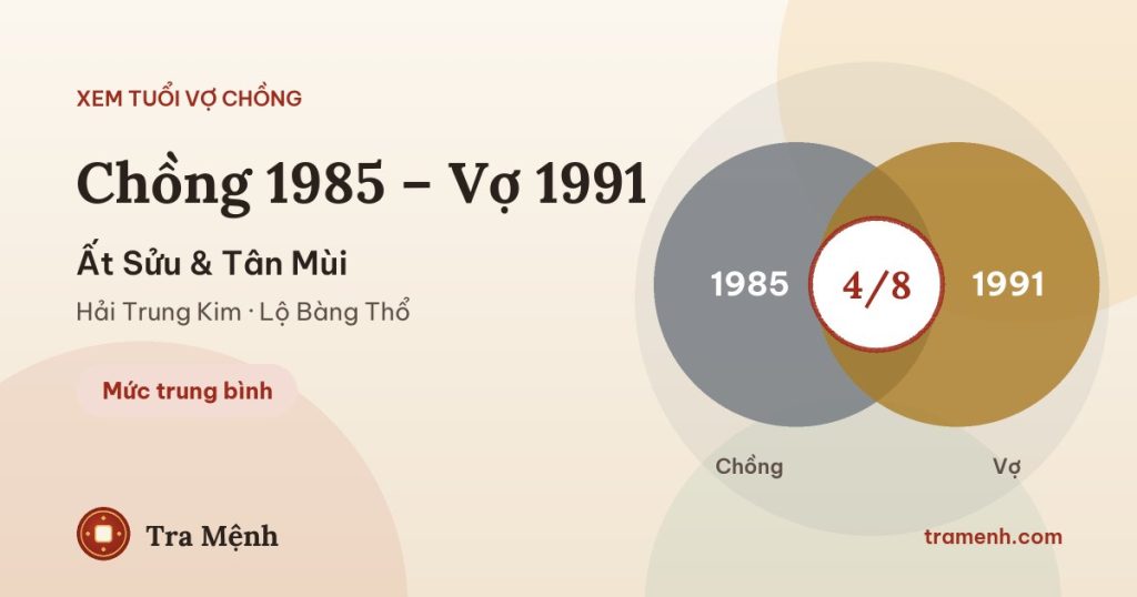 Chồng 1985 vợ 1991 có hợp không? Xem tuổi Ất Sửu và Tân Mùi