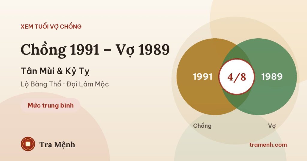 Chồng 1991 vợ 1989 có hợp không? Xem tuổi Tân Mùi và Kỷ Tỵ