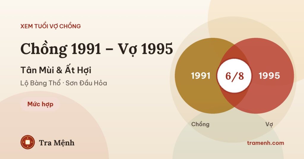 Chồng 1991 vợ 1995 có hợp không? Xem tuổi Tân Mùi và Ất Hợi
