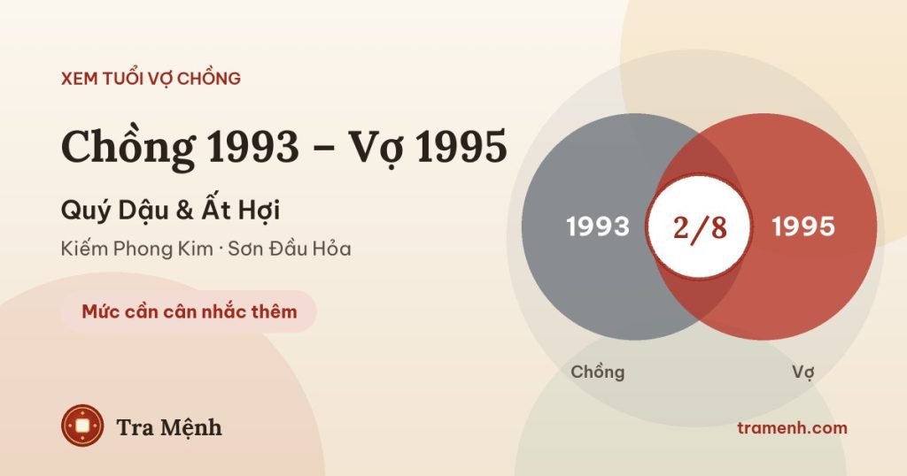 Chồng 1993 vợ 1995 có hợp không? Xem tuổi Quý Dậu và Ất Hợi