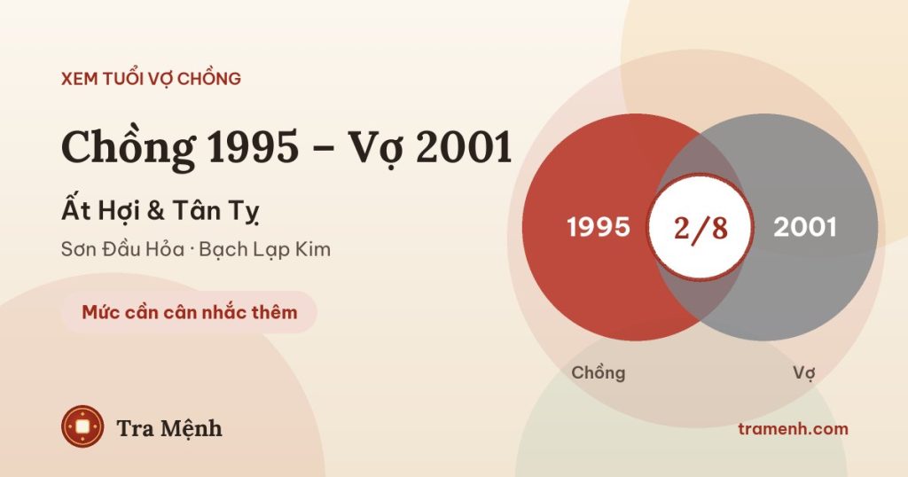 Chồng 1995 vợ 2001 có hợp không? Xem tuổi Ất Hợi và Tân Tỵ