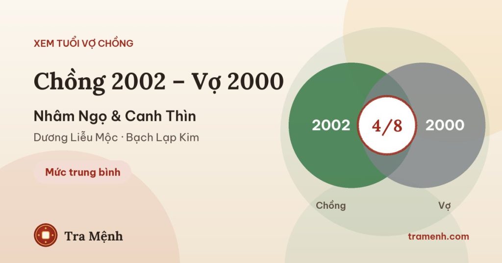 Chồng 2002 vợ 2000 có hợp không? Xem tuổi Nhâm Ngọ và Canh Thìn