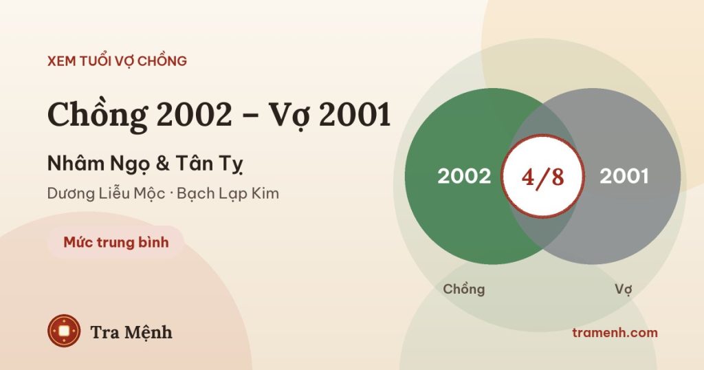 Chồng 2002 vợ 2001 có hợp không? Xem tuổi Nhâm Ngọ và Tân Tỵ