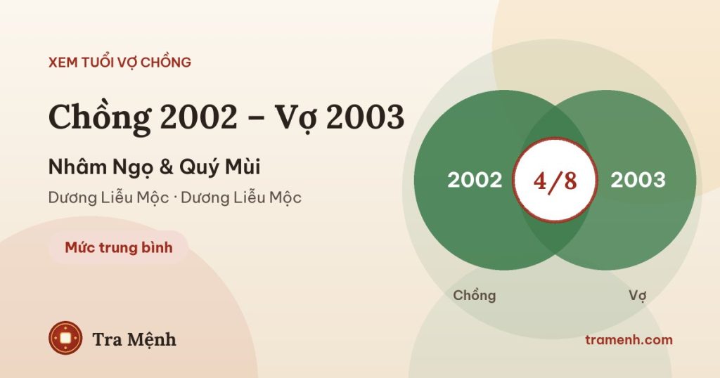 Chồng 2002 vợ 2003 có hợp không? Xem tuổi Nhâm Ngọ và Quý Mùi
