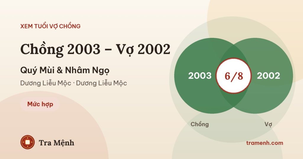Chồng 2003 vợ 2002 có hợp không? Xem tuổi Quý Mùi và Nhâm Ngọ