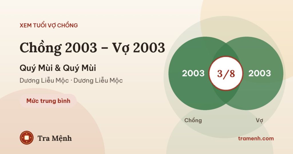 Chồng 2003 vợ 2003 có hợp không? Xem tuổi Quý Mùi và Quý Mùi