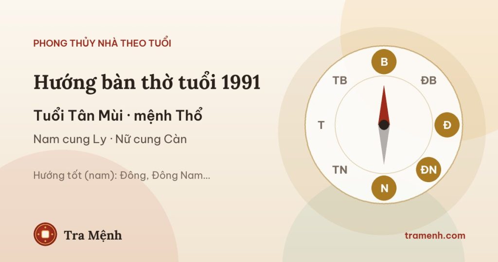 Tuổi Tân Mùi 1991 đặt bàn thờ hướng nào