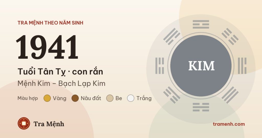 Sinh năm 1941 mệnh gì? Tuổi Tân Tỵ hợp màu gì, hướng nào
