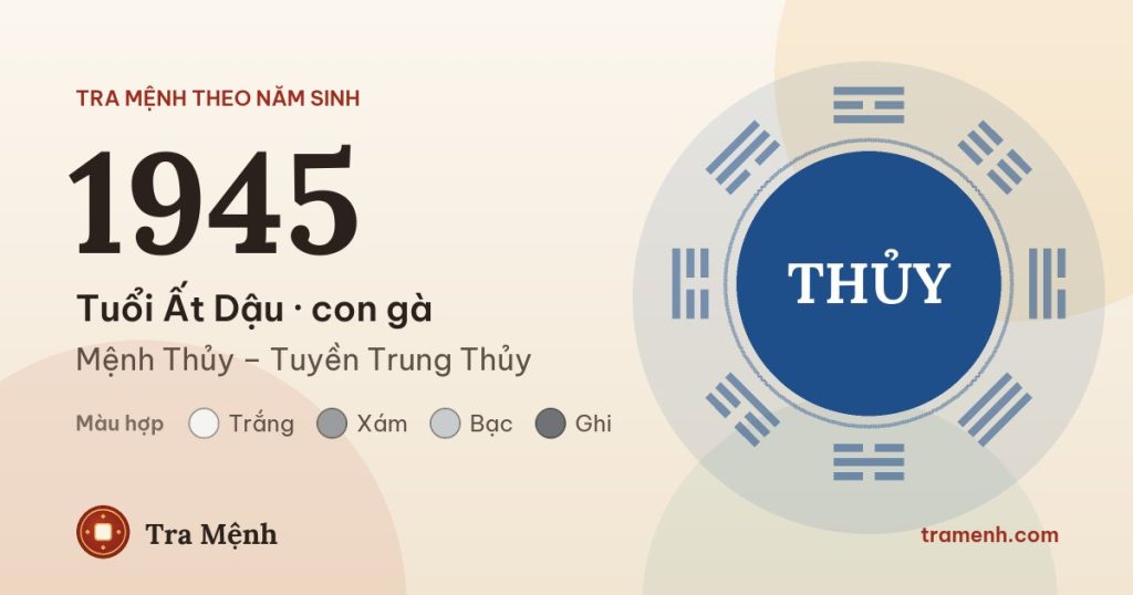 Sinh năm 1945 mệnh gì? Tuổi Ất Dậu hợp màu gì, hướng nào