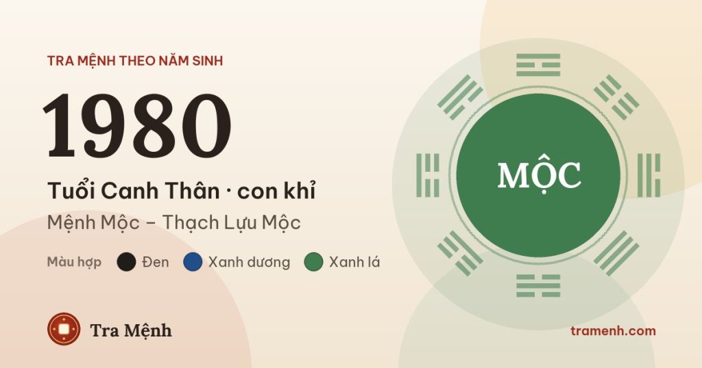 Sinh năm 1980 mệnh gì? Tuổi Canh Thân hợp màu gì, hướng nào