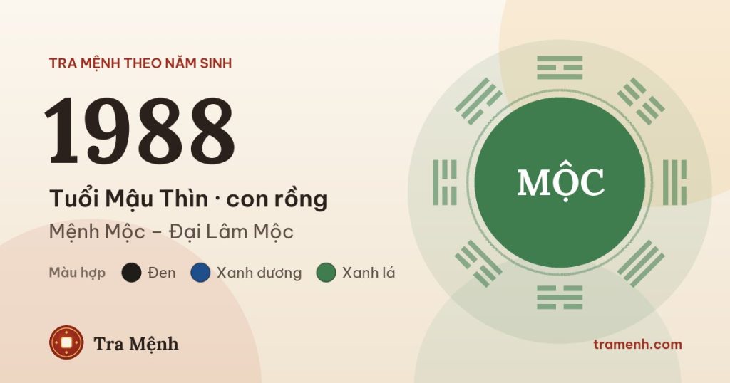 Sinh năm 1988 mệnh gì? Tuổi Mậu Thìn hợp màu gì, hướng nào