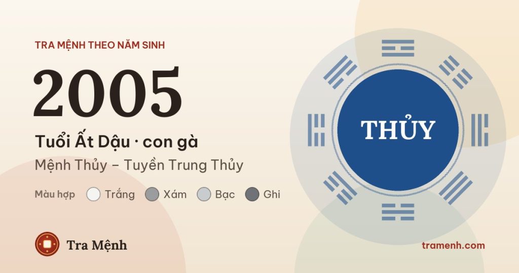 Sinh năm 2005 mệnh gì? Tuổi Ất Dậu hợp màu gì, hướng nào