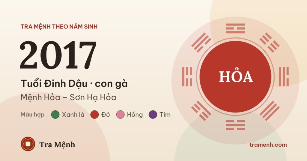 Sinh năm 2017 mệnh gì? Tuổi Đinh Dậu hợp màu gì, hướng nào
